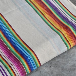 Mexican Fabric (#20) - Handwoven 100% Cotton - Rainbow Fabric sold by the Yard