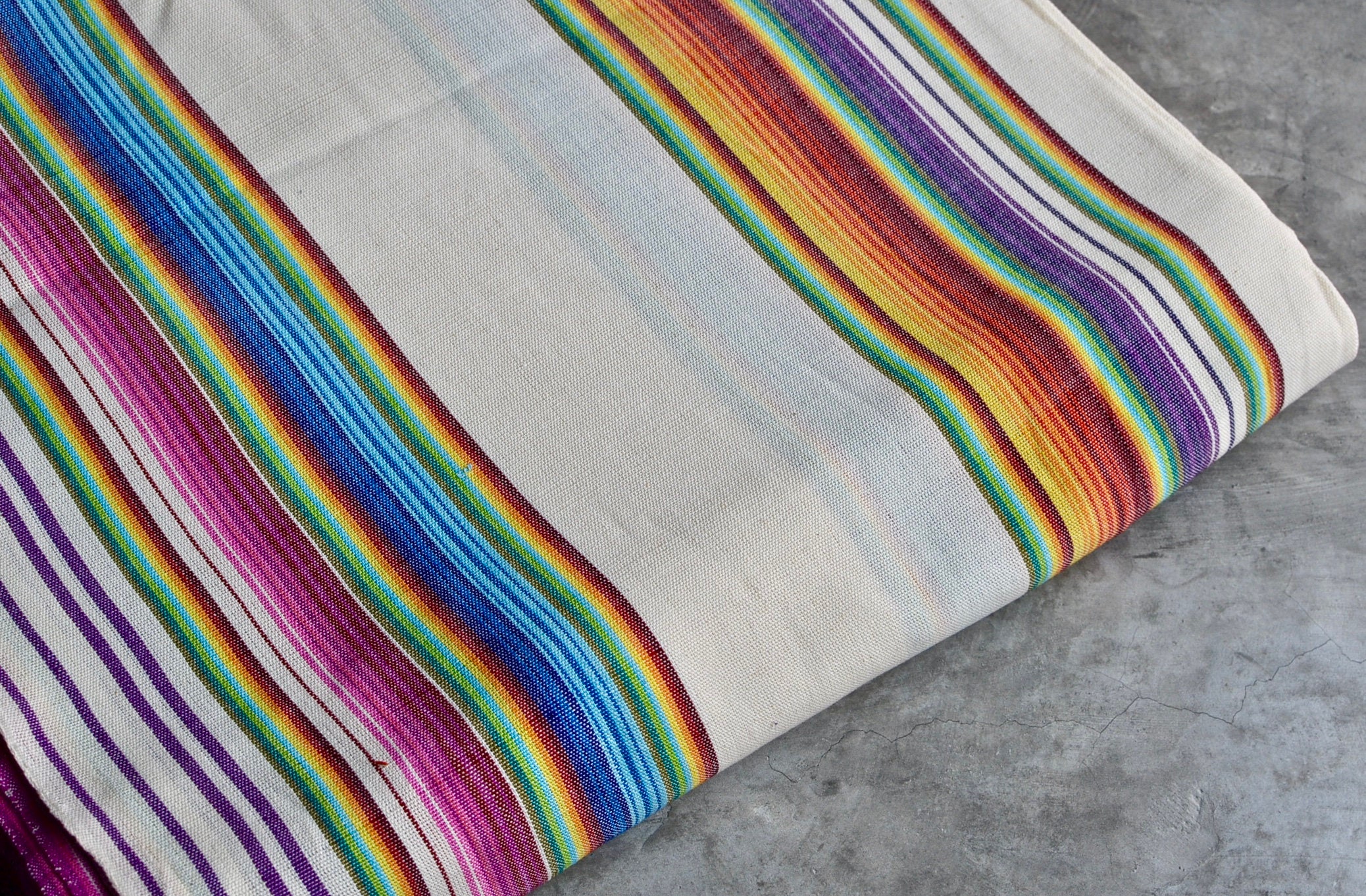 Mexican Fabric 20 Handwoven 100 Cotton Rainbow Fabric Etsy