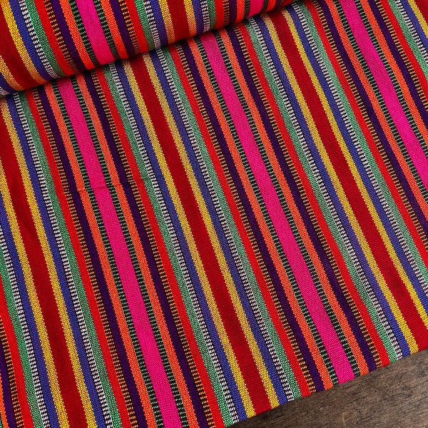 NEW! CP90 Colorful Pink Green - Resistant Fabric Mayan Cotton and Synthetic thread - Handwoven Guatemala - Sold by the yard Upholstery