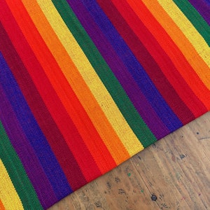 Ikat Handmade Rainbow Fabric (#57) from Guatemala - 100% (THICK) Cotton - Sold by yard - Suitable fabric for upholstery