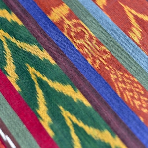 100% Cotton Fabric 7 by the Yard Ikat Pattern Guatemalan Fabric Red ...