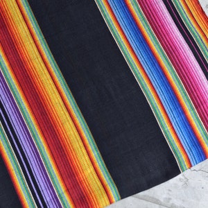 Mexican Fabric (#124) - Handwoven 100% Cotton - Rainbow Fabric sold by the Yard