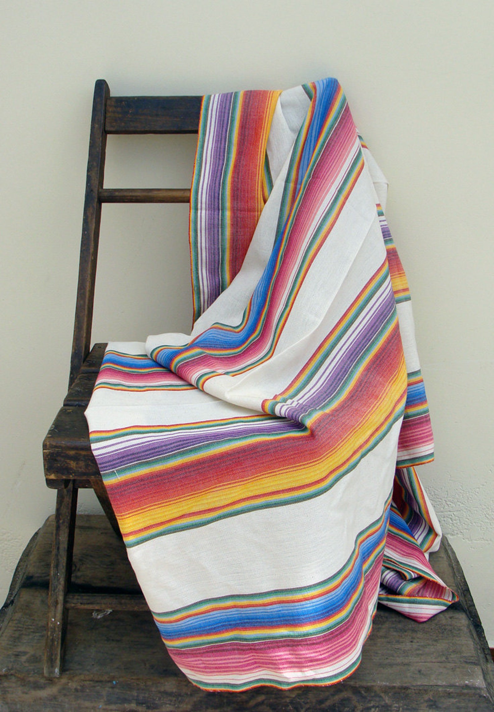 Mexican Fabric 20 Handwoven 100 Cotton Rainbow Fabric Sold by the Yard