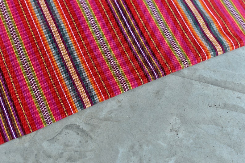 Handmade Fabric from Guatemala #121 100/% Cotton Red Mayan Stripes Sold by yard