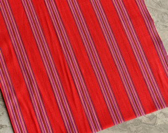 Red Striped Fabric (#130) - Red Striped Traditional Guatemalan Fabric - Mayan Craft - Ethnic Fabric from Guatemala - Cotton Fabric by Yard