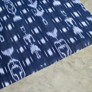 Ikat Fabric (#1) - Ethnic Fabric from Guatemala - Cotton Fabric by Yard - Indigo Blue - 1 Yard