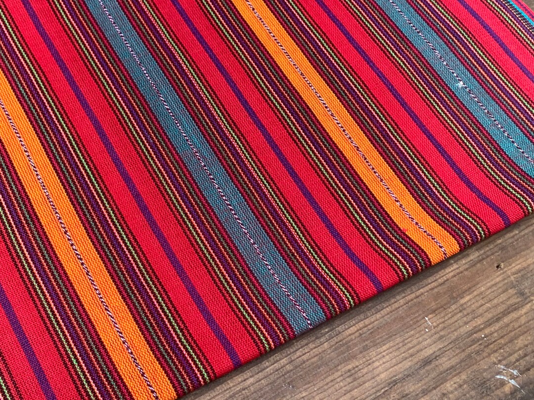 NEW! Red and Yellow Striped Fabric (#188) - Ethnic Fabric From ...