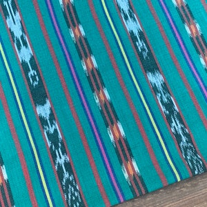 NEW! Green and Orange Ikat Fabric (#182) - Ethnic Fabric from Guatemala - Cotton Fabric by Yard - Green and Orange Fabric