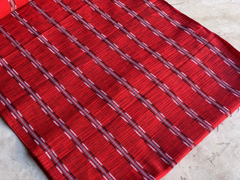 - 100/% Cotton Power Sign Textile Supply Strong Vibes Handwoven on Foot Loom #139 Handcraft Guatemala Scarlet Red Facric NEW