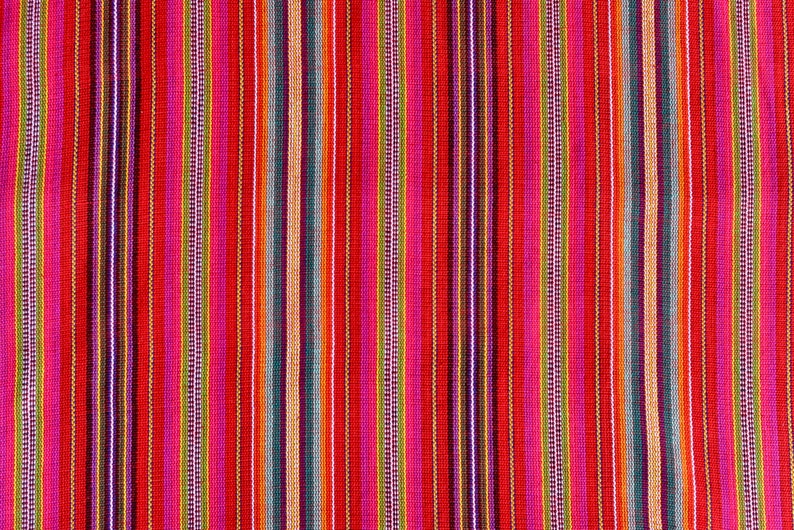 Handmade Fabric from Guatemala #121 100/% Cotton Red Mayan Stripes Sold by yard