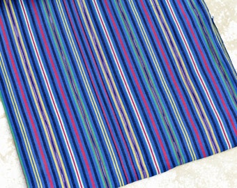 NEW! Blue Striped Handmade Fabric (#153) from Guatemala - 100% Cotton - Sold by yard - Suitable fabric for clothing/fashion/handcraft