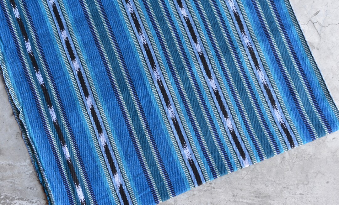 PRIME NEW JP06 A Blue Ikat Mayan Fabric 100% Cotton med Handwoven in ...