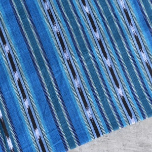 PRIME NEW! JP06 - A+ Blue Ikat Mayan Fabric 100% Cotton (Med) -  Handwoven in Guatemala - Sold by the yard - Suitable fabric for upholstery