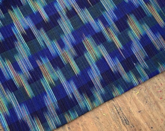 Guatemalan Fabric (#137) - Blue Purple Ikat Fabric - Fabric by Yard - Textile Supply - Guatemalan Fabric - Handwoven fabric - Mayan Textile