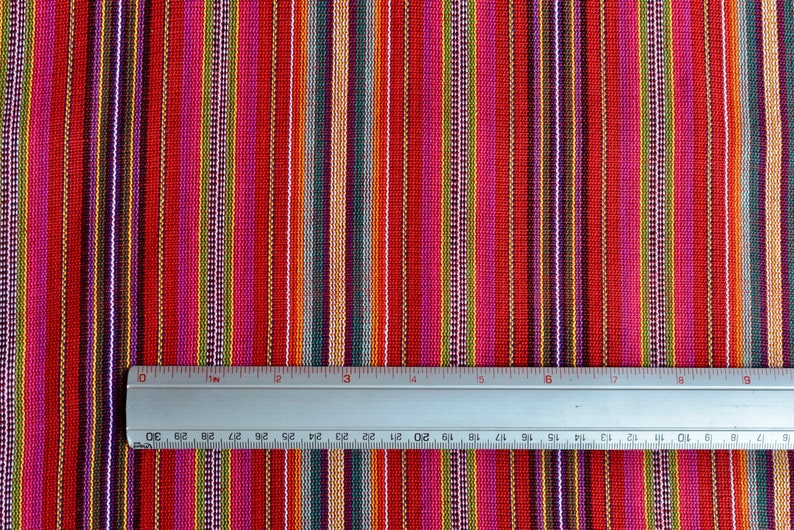 Handmade Fabric from Guatemala #121 100/% Cotton Red Mayan Stripes Sold by yard