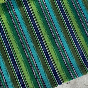 BRAND NEW! JP14 Green and Blue Stripes - Cotton Ethnic Fabric sold by yard - Handmade Fabric from Guatemala