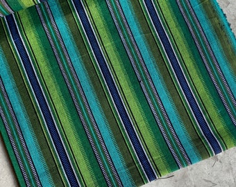 BRAND NEW! JP14 Green and Blue Stripes - Cotton Ethnic Fabric sold by yard - Handmade Fabric from Guatemala