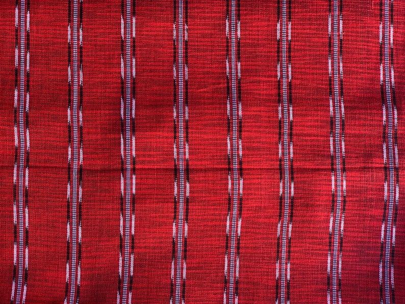 - 100/% Cotton Power Sign Textile Supply Strong Vibes Handwoven on Foot Loom #139 Handcraft Guatemala Scarlet Red Facric NEW