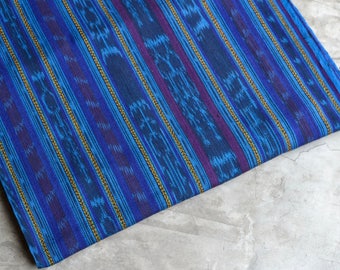 Striped Blue Fabric (#71) from Latin America - Handwoven Cotton Fabric sold by the yard