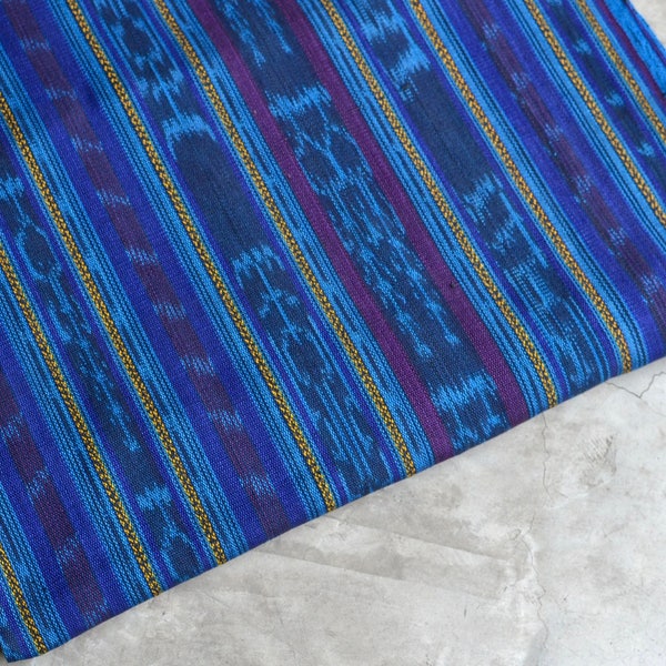 Striped Blue Fabric (#71) from Latin America - Handwoven Cotton Fabric sold by the yard