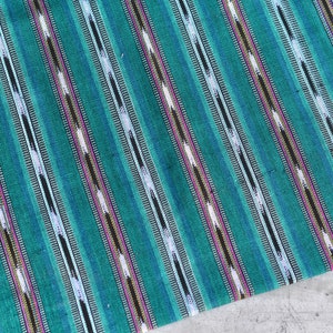 PRIME NEW! JP07 - A+ Green Ikat Mayan Fabric 100% Cotton (Med) -  Handwoven Guatemala - Sold by the yard - Suitable fabric for upholstery