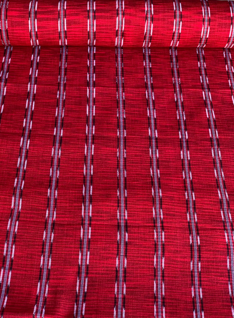 - 100/% Cotton Power Sign Textile Supply Strong Vibes Handwoven on Foot Loom #139 Handcraft Guatemala Scarlet Red Facric NEW