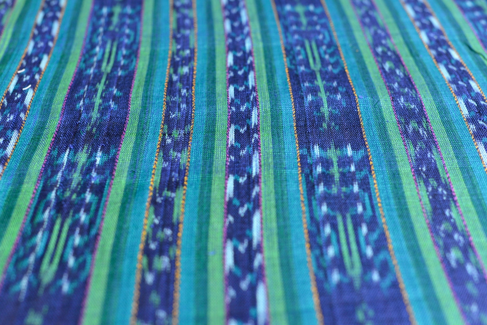 NEW Blue and Green Ikat 114 Mayan Fabric 100 Cotton Handwoven From