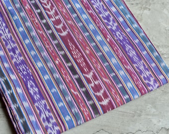 NEW! Ikat (#102) Purple Pink Blue Mayan Fabric 100% Cotton - Handwoven from Guatemala - Sold by the yard - Suitable fabric for upholstery