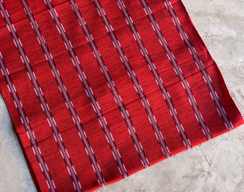 - 100/% Cotton Power Sign Textile Supply Strong Vibes Handwoven on Foot Loom #139 Handcraft Guatemala Scarlet Red Facric NEW