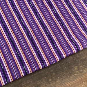 NEW! Purple and Yellow Striped Fabric (#183) - Ethnic Fabric from Guatemala - Cotton Fabric by Yard - Purple and Yellow Fabric