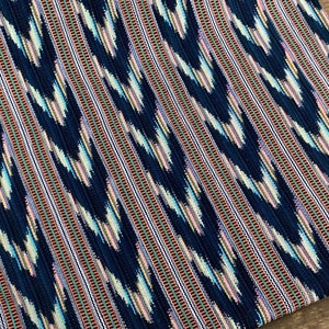 Blue and Pink Thick Ikat (#196) Fabric  from Guatemala  (THICK) - 100% Cotton - Sold by yard - Upholstery