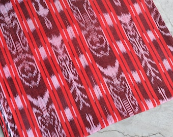 Red Ikat Stripes (#118) Handmade Fabric  from Guatemala - 100% Cotton - Sold by yard