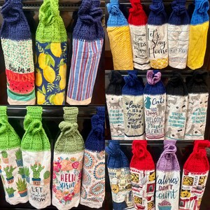 Crochet Top Towels, Buttonless, Kitchen Hand Towels, Kitchen Towels, Farmhouse Decor, Hostess Gift, Bridal Shower Gift, Mother's Day gift,
