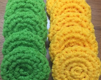 Crochet Scrubbies, pan scrubbies, crochet pot scrubbers, Nylon scrubbies, Nylon pot scrubbie, Nylon pot scrubby, kitchen scrubbies,