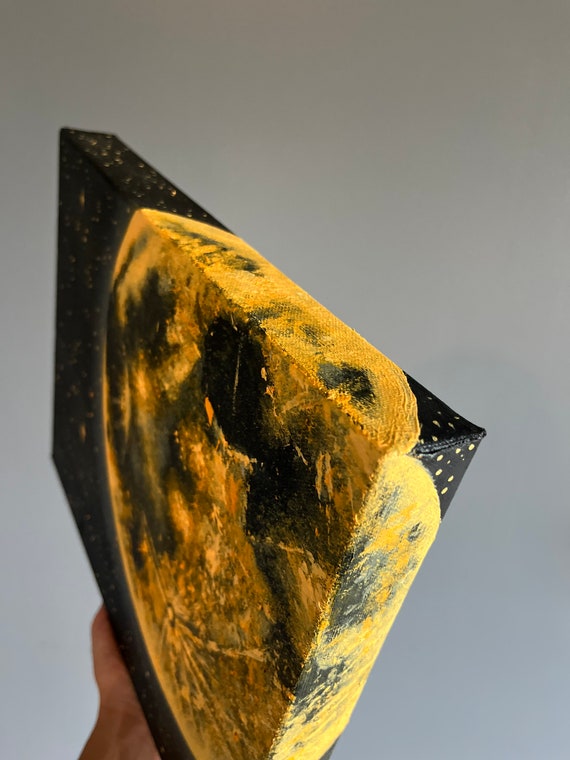 セントポーリア AB Legend of the Golden Moon Golden Moon and Stars Acrylic Painting • Moonscape Artwork • Full