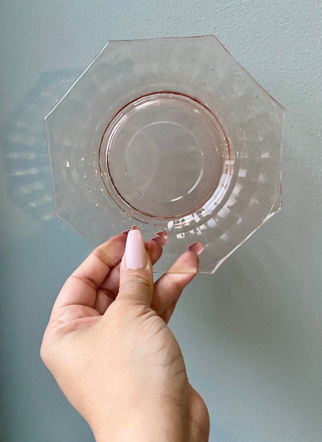 Vintage Pink Glass Plates Pink Depression Glass Plates Small Etsy