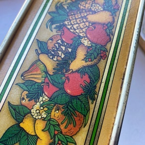 Vintage 1981 Pyrex/Teleflora Fruit Harvest Metal Holder with Handles, 1.5 Quart Pyrex 213 Loaf/Casserole Pan, Vintage Fruit Pyrex Dish
