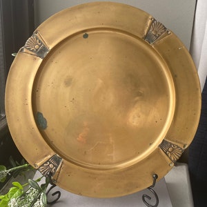 Vintage Brass Scallop Shell Charger Plate, MCM Decorative Brass Plate, Scallop Shell Beach/Nautical Brass Decor, Decorative Brass Plate