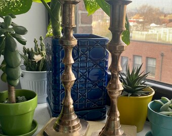 Vintage Brass Candlestick Holders, Set of 2 Mid Century Modern Candlestick Holders, Taper Candle Holders, Brass Candle Decor
