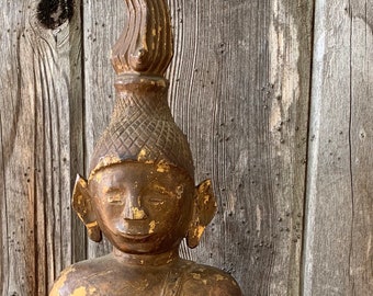 SE Asian Buddha rather unusual carving. Old from  Burma or Thailand