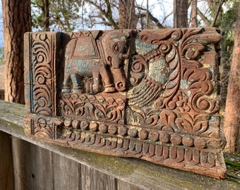 Amazing Hindu Temple wood block panel 1800’s
