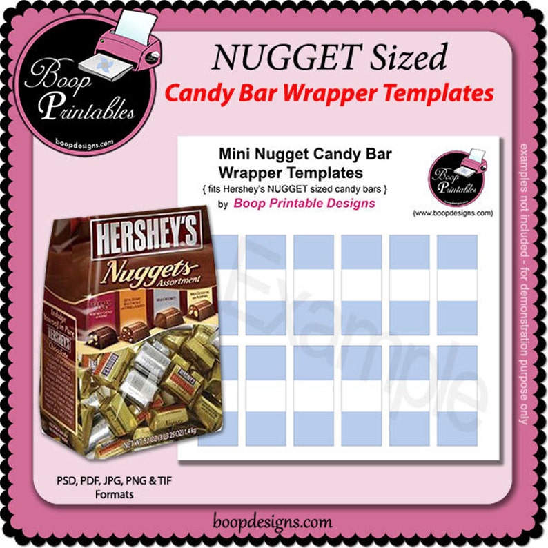 NUGGET Mini Candy bar Wraps Gift or Party Favor TEMPLATE by Etsy