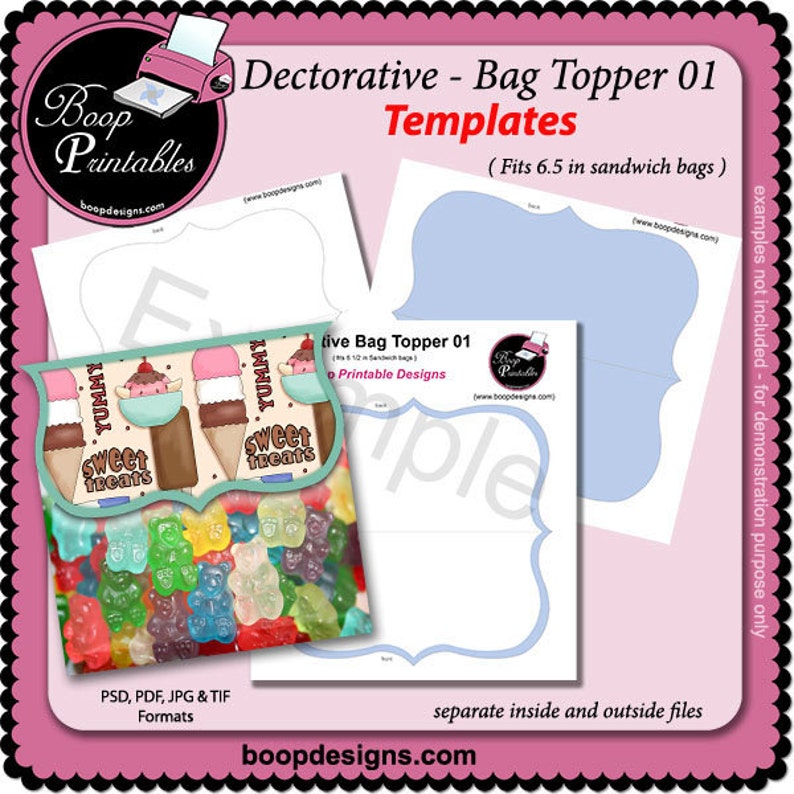 Decorative Bag Topper 01 Gift or Party Favor TEMPLATE by Boop Printables