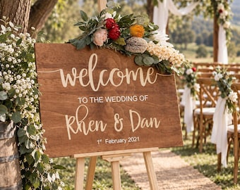 Customizable Wooden Wedding Welcome Sign, Easel Display, Personalized Gift
