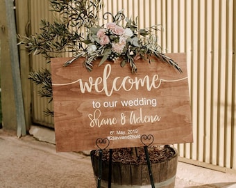 WELCOME To Our WEDDING Sign Wood, Wood Signs Wedding, Gift Sign For Wedding, Wooden Wedding Sign, Wedding Entrance Sign, Sign Easel Wedding