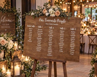 Customizable Wedding Seating Chart, Modern Minimalist Reception Plan (90cm x 60cm)