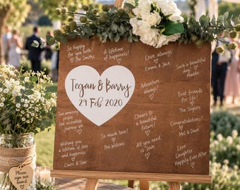 Rustic Wood Wedding Guest Book Sign, Heart Plaque, Farmhouse Reception Board