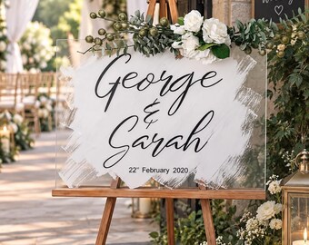 Large Acrylic Wedding Welcome Sign, Cursive Ceremony Board, Modern Minimalist Prop