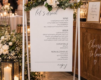 Custom Wedding Bar Menu Sign, Wood or Acrylic, Choose Font Color