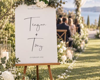 Customizable Timber Wood Wedding Welcome Sign, Rustic Ceremony Decor (90x60cm)